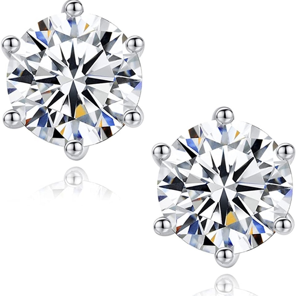 GRA Certified 7MM - 2.4CT Moissanite Sterling Silver Screwback Earrings
